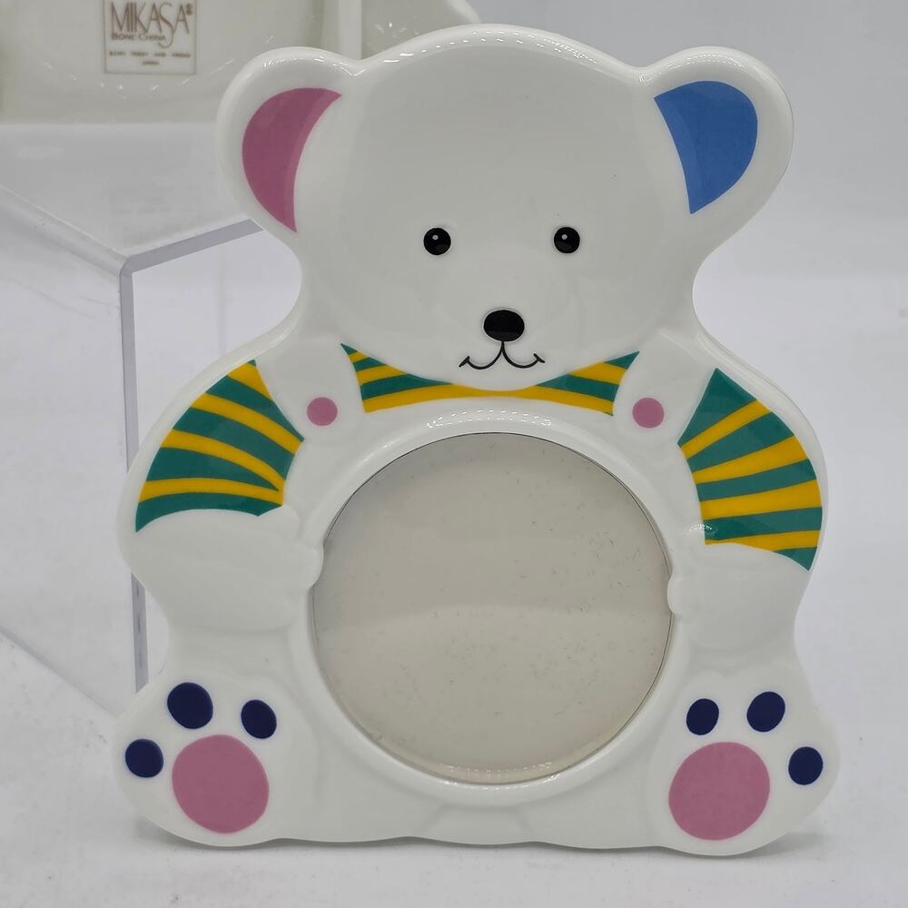 Vintage Mikasa Bone China Teddy Bear Picture Frame Baby's Pride 2190 Japan 5x6